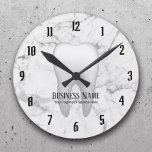 Reloj Redondo Mediano Dentist Office Dental White Tooth Mármol Moderno<br><div class="desc">Oficinas Dentistas Cuidados Odontológicos Relojes modernos de mármol blanco.</div>