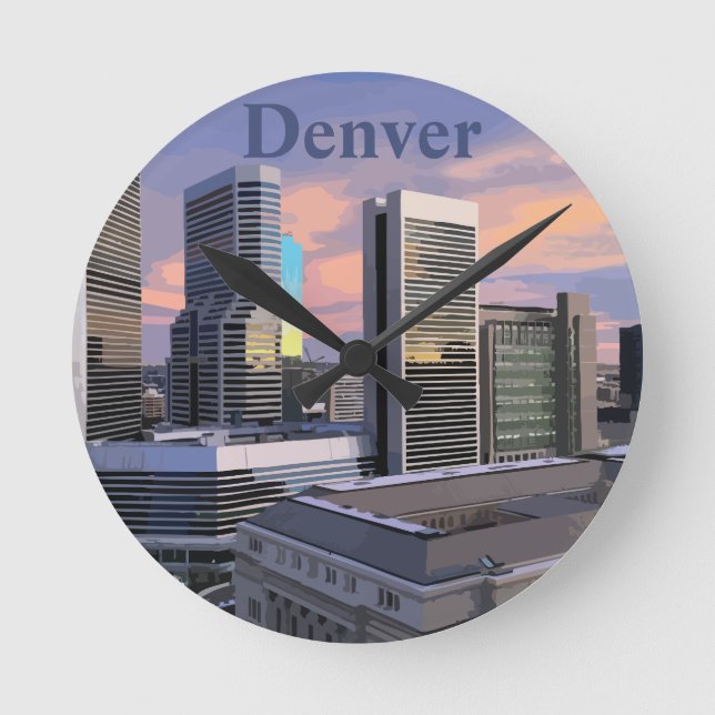 Reloj Redondo Mediano Denver Skyline (Anverso)