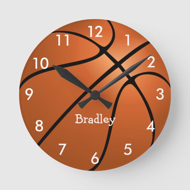 Reloj Redondo Mediano Deportes de baloncesto personalizado (Anverso)