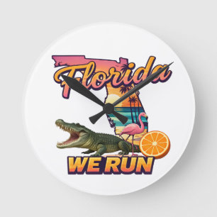 Reloj Redondo Mediano Deportes Lagarto Flamenco Atardecer Florida Correm