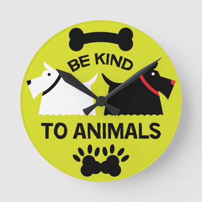 Reloj Redondo Mediano Derechos de protección del bienestar de los perros (Anverso)