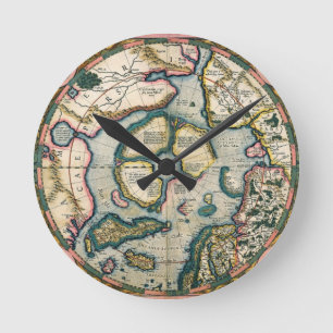 Reloj Redondo Mediano Descriptio del terrarum de Septentrionalium, mapa