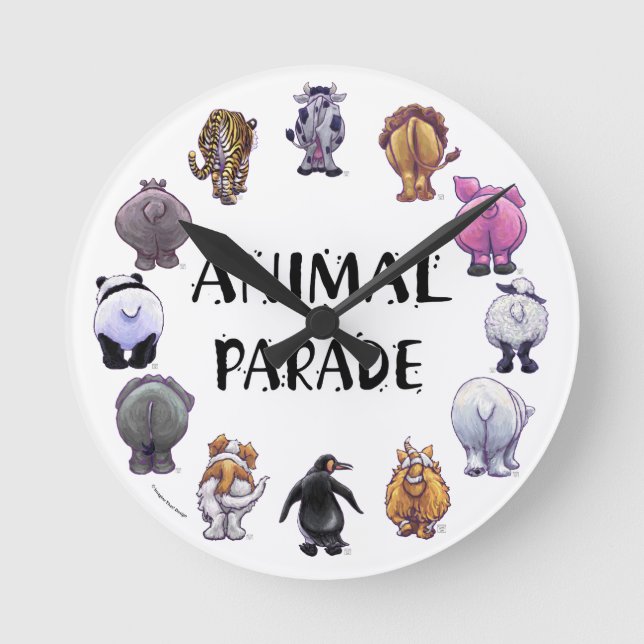 Reloj Redondo Mediano Desfile de Animales (Anverso)