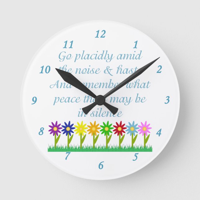 Reloj Redondo Mediano Desiderata Poem Bonito Paz Flores (Anverso)
