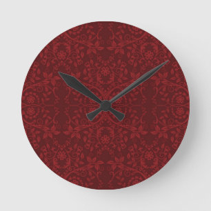 Reloj Redondo Mediano Detailed Red Floral Wallpaper