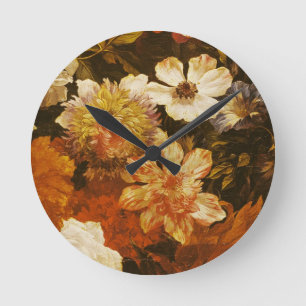 Reloj Redondo Mediano Detalle de las flores (aceite en lona)