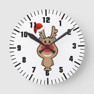 Reloj Redondo Mediano Día de fiesta del navidad divertido santa