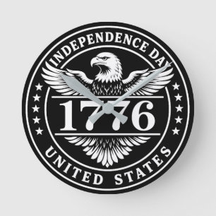 Reloj Redondo Mediano Día de la Independencia de Estados Unidos Insignia