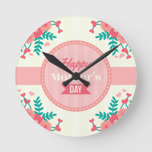 Reloj Redondo Mediano Día de la Madre floral