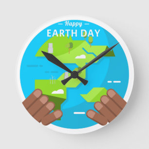 Reloj Redondo Mediano Día de la Tierra feliz en África