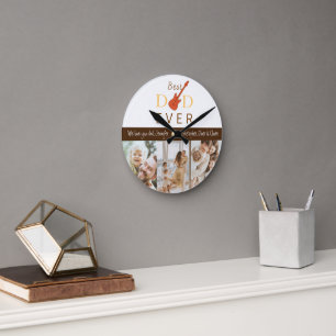 Reloj Redondo Mediano Día de los Padres del Mejor Collage de fotos Famil