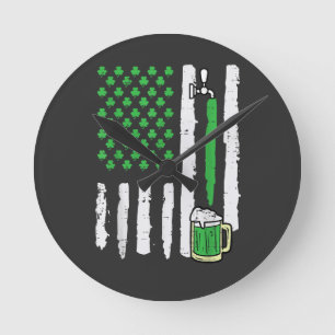 Reloj Redondo Mediano Día de San Patricio Bandera de América Santo