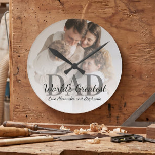Reloj Redondo Mediano Día del Padre El Mejor Papá del Mundo con Foto