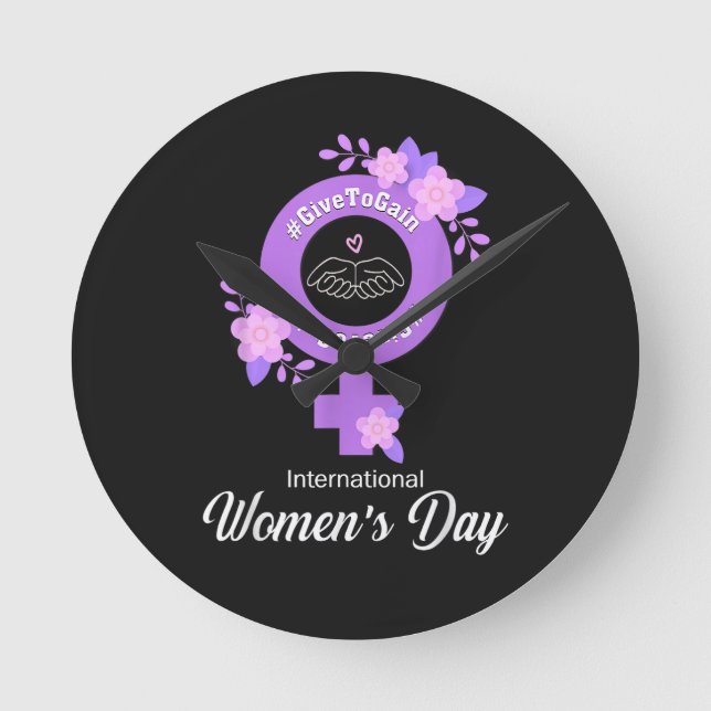 Reloj Redondo Mediano Día Internacional de la Mujer 8 de Marzo (Anverso)