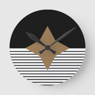 Reloj Redondo Mediano Diamante blanco negro de Colorblock y de Brown