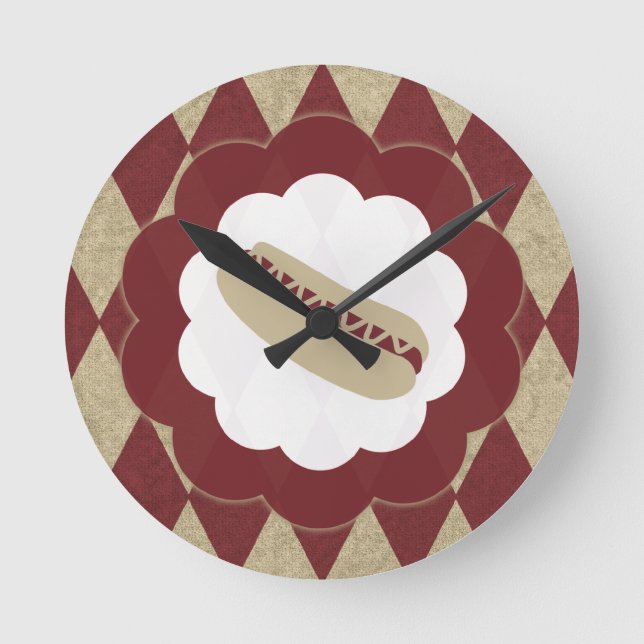 Reloj Redondo Mediano diamantes de perros calientes (Anverso)