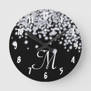 Reloj Redondo Mediano Diamond Jewels Jewelry Monogram Initial Wall Clock
