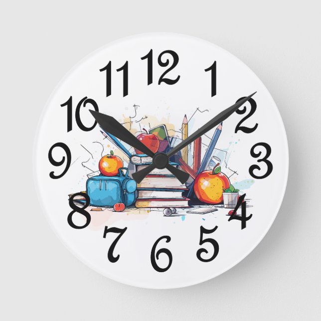 Reloj Redondo Mediano Días de Escuela (Anverso)