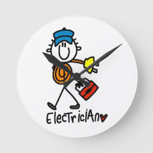 Reloj Redondo Mediano Dibujante Electricista de Palitos
