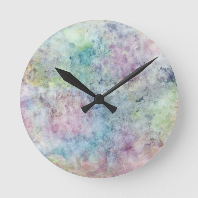 Reloj Redondo Mediano dibujo abstracto a mano libre de acuarela (Anverso)