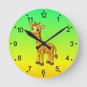 Reloj Redondo Mediano Dibujo animado de jirafa bebé linda-35281