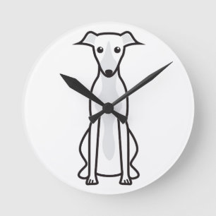Reloj Redondo Mediano Dibujo animado del perro de Whippet