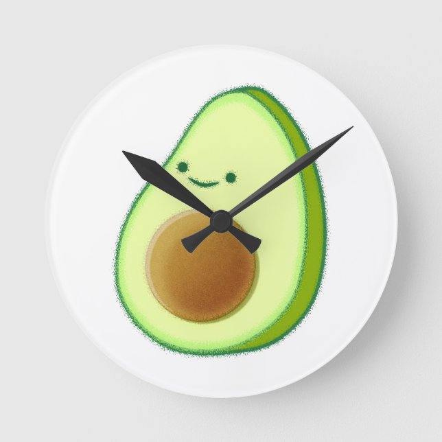 Reloj Redondo Mediano Dibujo de aguacate corto (Anverso)