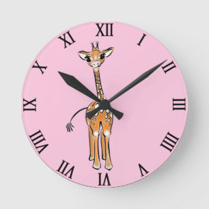 Reloj Redondo Mediano Dibujo de Baby Giraffe