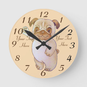 Reloj Redondo Mediano dibujo de carácter lindo del perro que agita barr