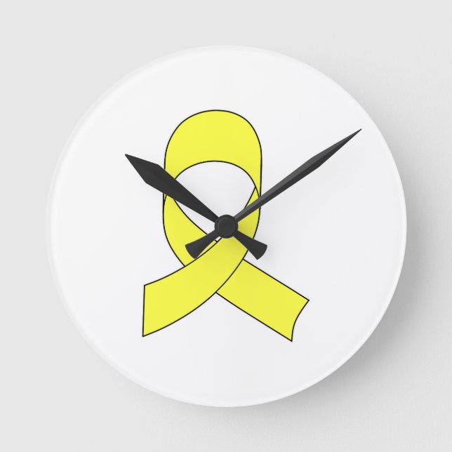 Reloj Redondo Mediano Dibujo de cinta amarilla (Anverso)