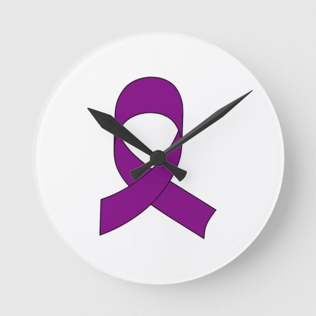 Reloj Redondo Mediano Dibujo de cinta morada (Anverso)