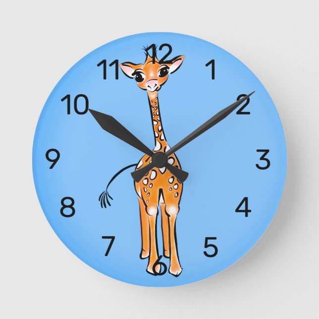 Reloj Redondo Mediano Dibujo de jirafa cutánea, animales de safari (Anverso)