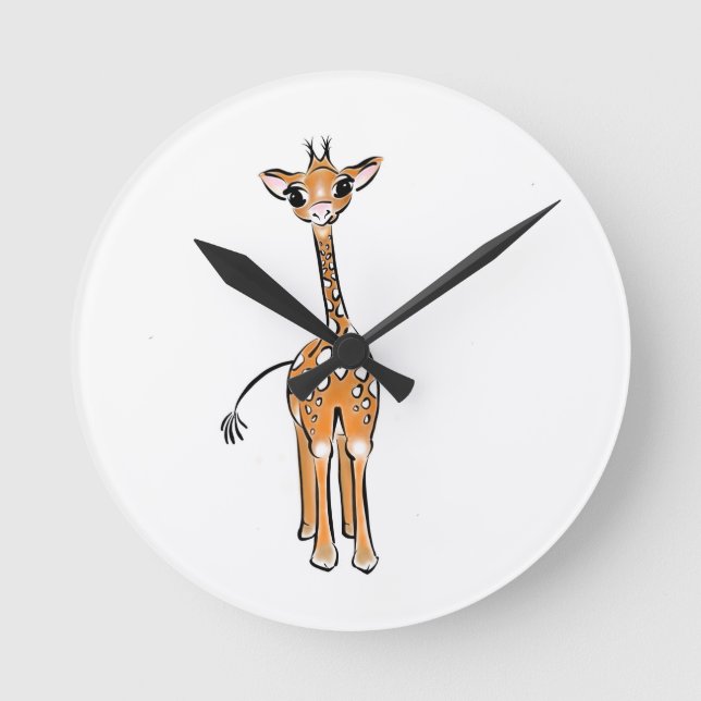 Reloj Redondo Mediano Dibujo de jirafa cutánea, animales de safari (Anverso)