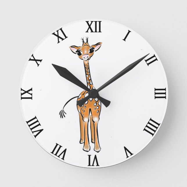 Reloj Redondo Mediano Dibujo de jirafa cutánea, animales de safari (Anverso)