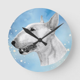 Reloj Redondo Mediano Dibujo de lápiz de Bull Terrier
