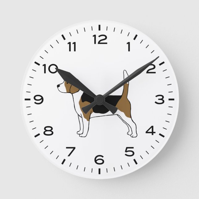 Reloj Redondo Mediano Dibujo de perro Beagle (Anverso)
