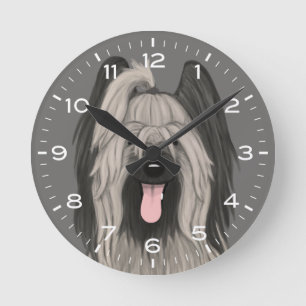 Reloj Redondo Mediano Dibujo de perro de Briard Cute