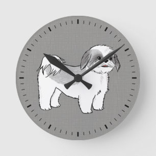 Reloj Redondo Mediano Dibujo de perro Shih Tzu lindo