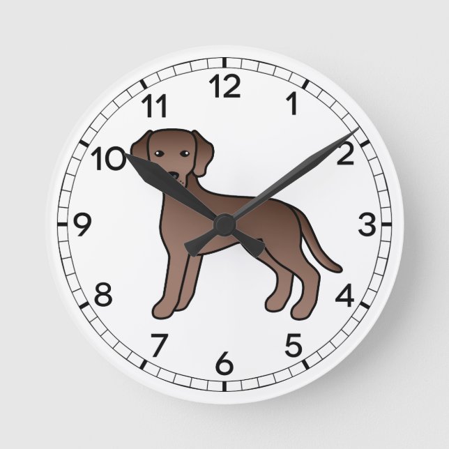Reloj Redondo Mediano Dibujo de perros de dibujos animados de chocolate  (Anverso)