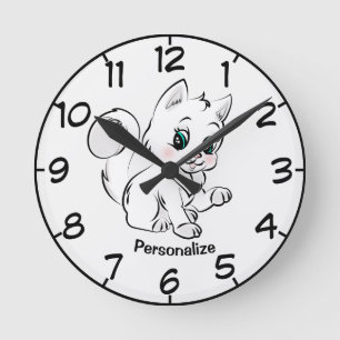 Reloj Redondo Mediano Dibujo de Personalizados de gatitos y Bonitos pers