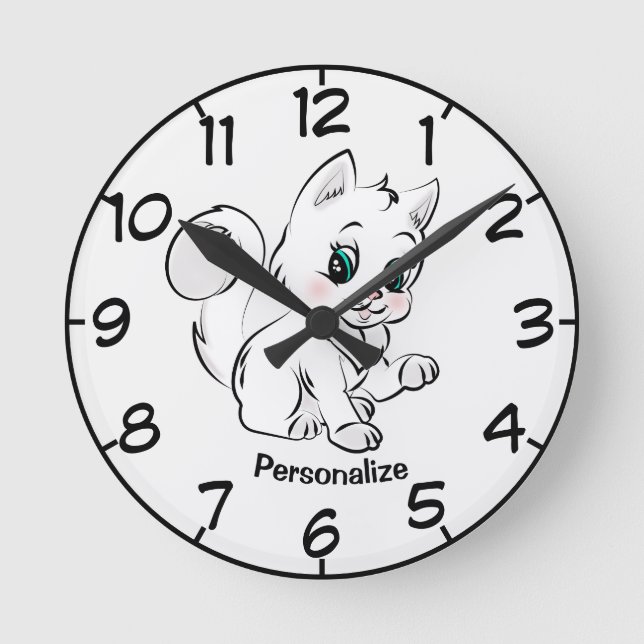 Reloj Redondo Mediano Dibujo de Personalizados de gatitos y Bonitos pers (Anverso)