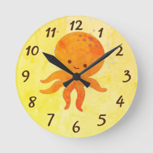 Reloj Redondo Mediano Dibujo de pulpo bebé lindo