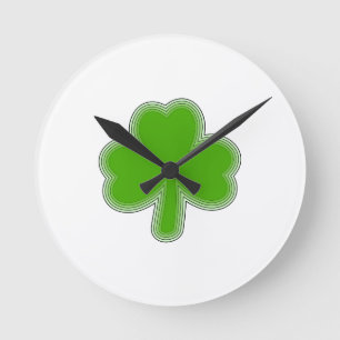 Reloj Redondo Mediano Dibujo de Trébol del Día de San Patricio