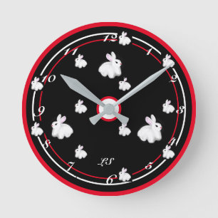 Reloj Redondo Mediano Dibujo digital conejos cortos LS 
