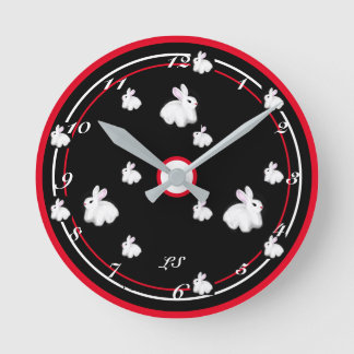 Reloj Redondo Mediano Dibujo digital conejos cortos LS