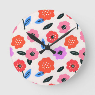 Reloj Redondo Mediano Dibujo Han patrón de flores