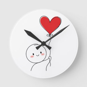 Reloj Redondo Mediano Dibujo Mínimo de Amor Adorable