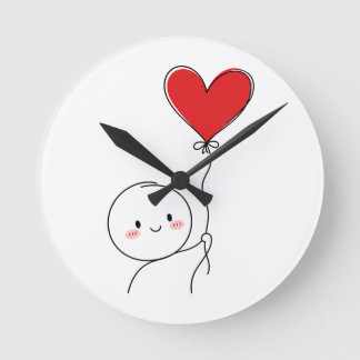 Reloj Redondo Mediano Dibujo Mínimo de Amor Adorable