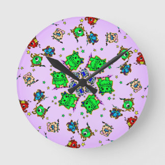 Reloj Redondo Mediano dibujos animados de monstruos lindos
