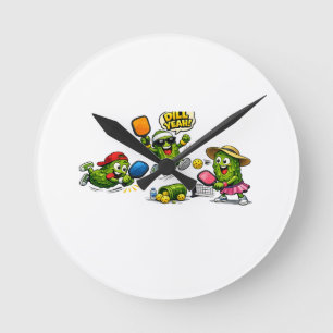 Reloj Redondo Mediano ¡DILL YEAH! Pickles en llamas - Club de Pickleball